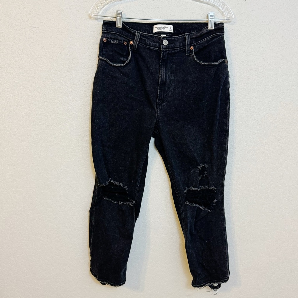 Abercrombie & Fitch Curve Love The Ankle Straight Ultra High Rise Black jeans 6/